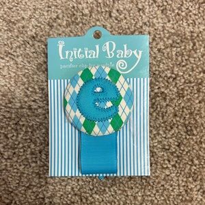 Blue Argyle 'E' Pacifier Clip